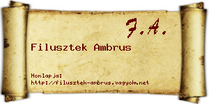 Filusztek Ambrus névjegykártya