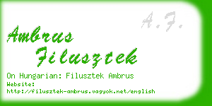 ambrus filusztek business card
